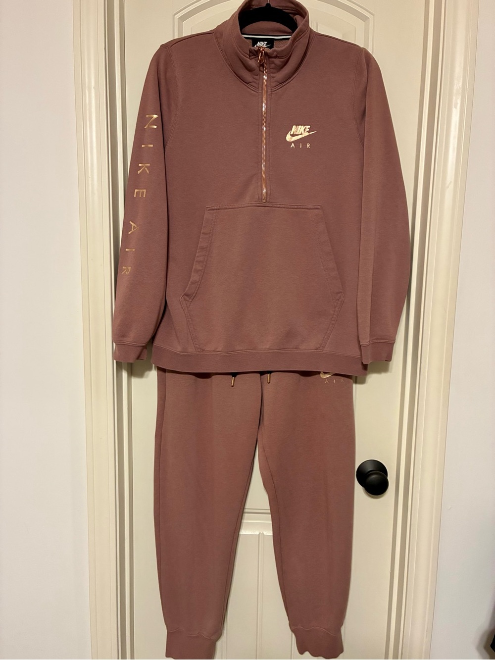 Nike Mauve Half-Zip Pullover & Jogger Set with Gold Logos